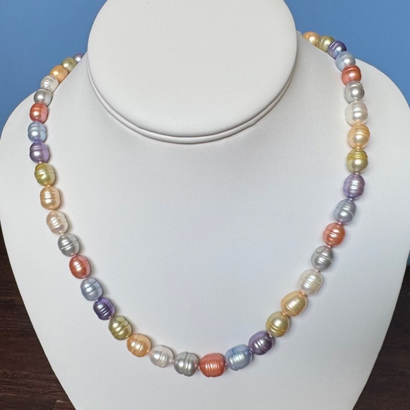 Honora 20” Multicolor Freshwater Pearl Necklace + Stretch Bracelets Sterling 925 - Picture 5 of 15
